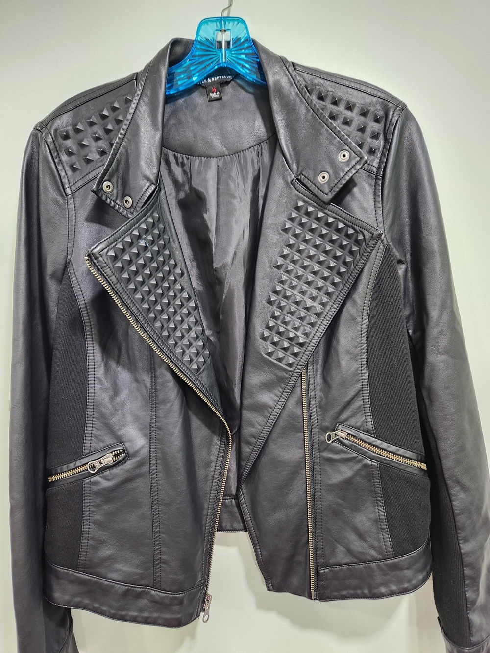 Rock & Republic Black Studded Leather Moto Jacket